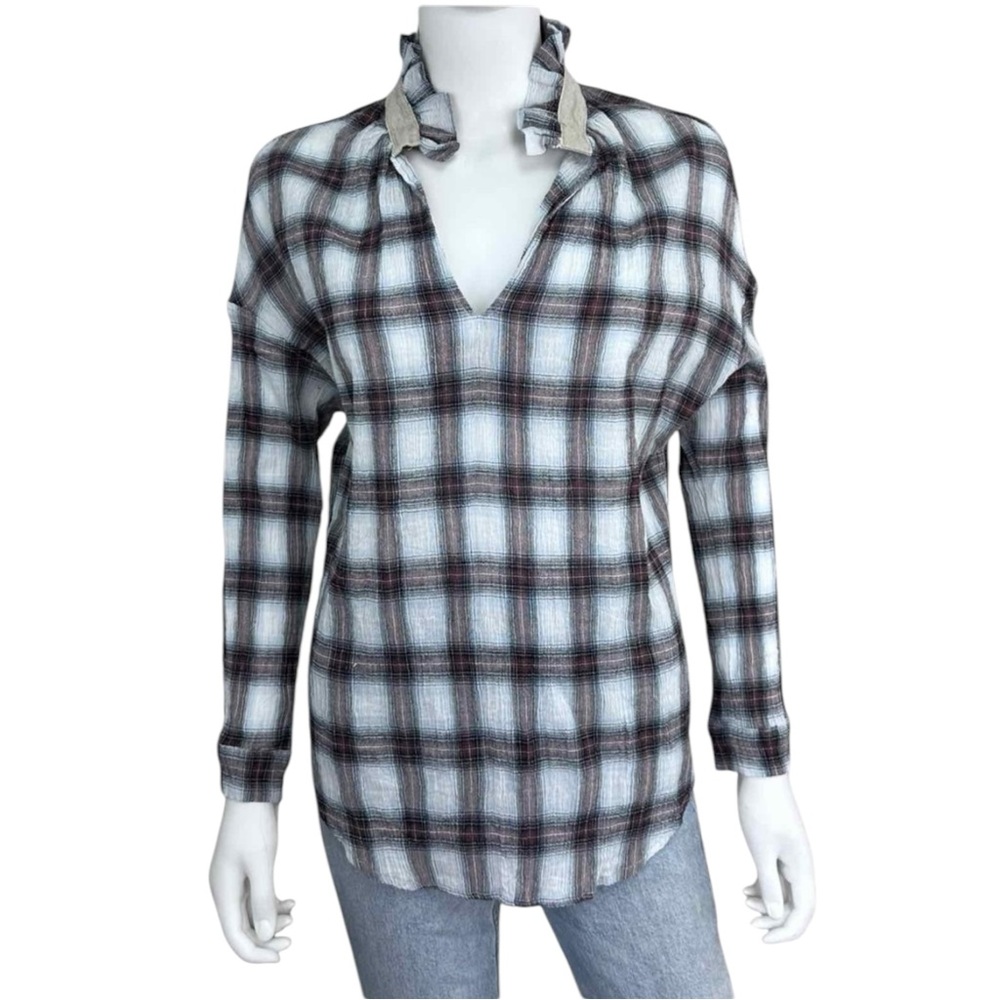 A SHIRT THING Plaid Blouse Size M
